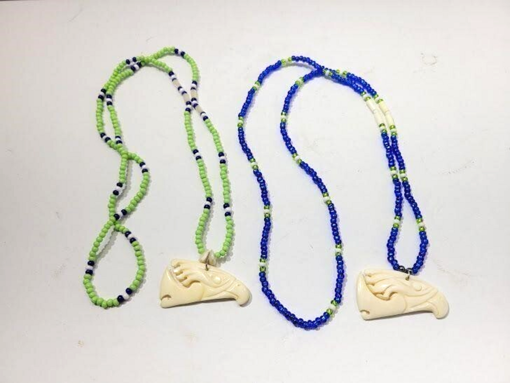 (2) High Quality Hand Made Seattle Seahawks Necklaces